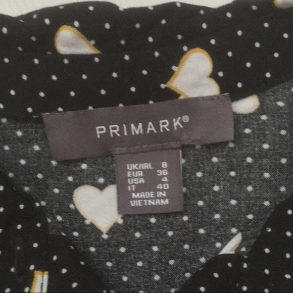 Primark button front shirt Black w/hearts and dots - Picture 3 of 8